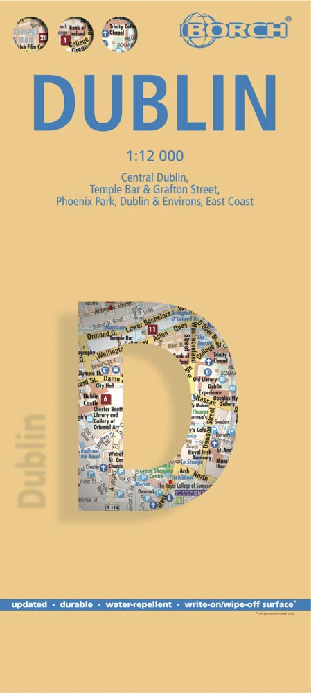 Dublin, Borch Map: Central Dublin, Temple Bar & Grafton Street, Phoenix Park, Dublin & Environs, East Coast Leisure, Home & Garden