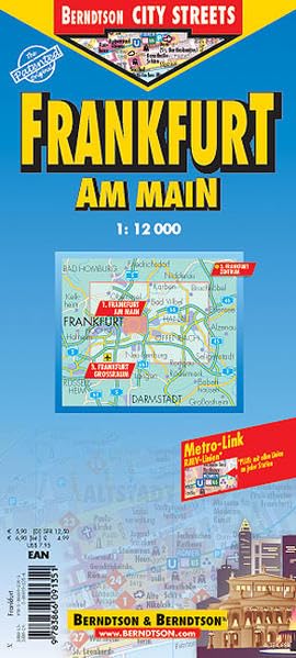 Frankfurt am Main: 1:12 000. Einzelkarten: Frankfurt a. M. 1:12 000; Frankfurt Zentrum 1:8 250; Großraum Frankfurt 1:110 000; Nahverkehrskarte RMV (Berndtson City Streets) Leisure, Home & Garden