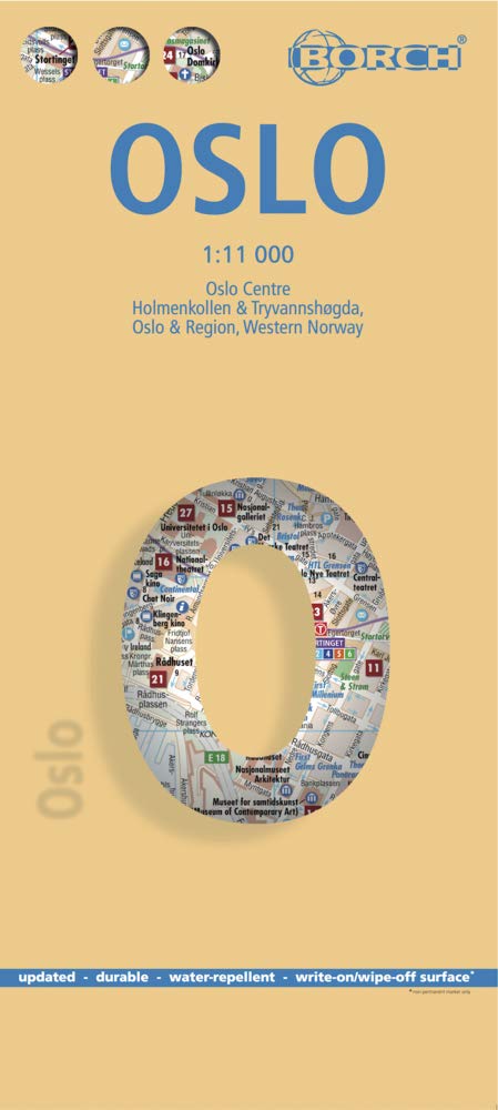 Oslo, Borch Map: Oslo Centre, Holmenkollen & Tryvannshogda, Oslo & Region, Vest-Norge Leisure, Home & Garden