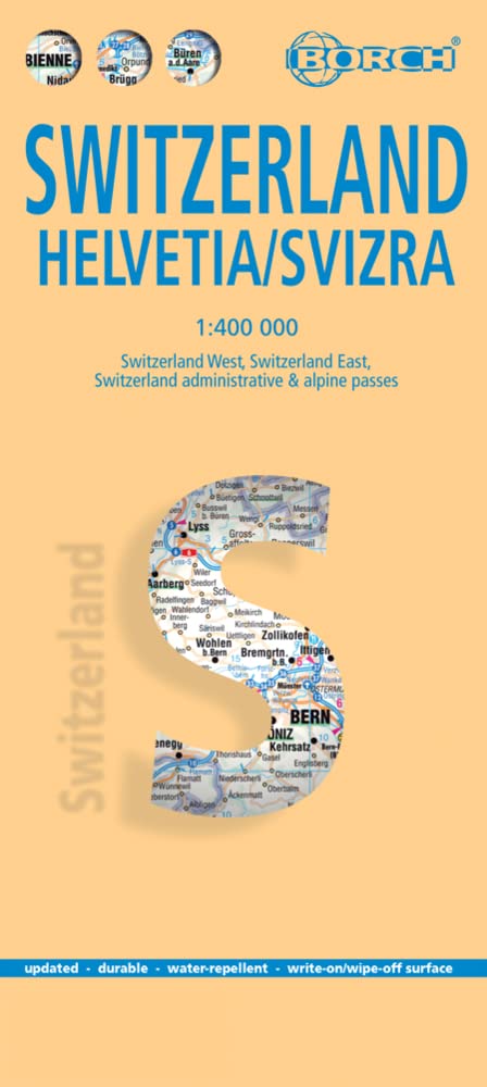 Switzerland, Schweiz, Borch Map: Switzerland West, Switzerland East, Switzerland administrative & alpine passes Leisure, Home & Garden