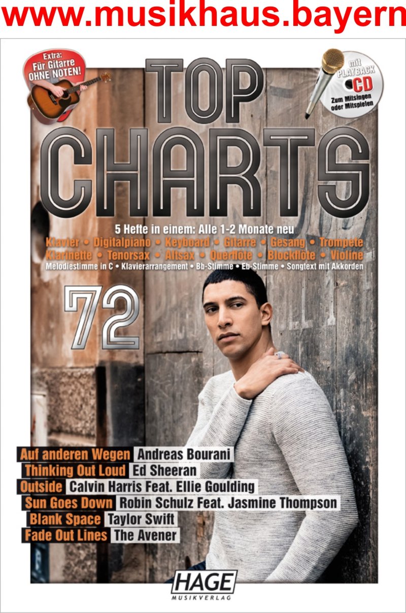 Top Charts 72 mit CD: Die 6 besten und aktuellsten Hits in einer Ausgabe! Sheet Music