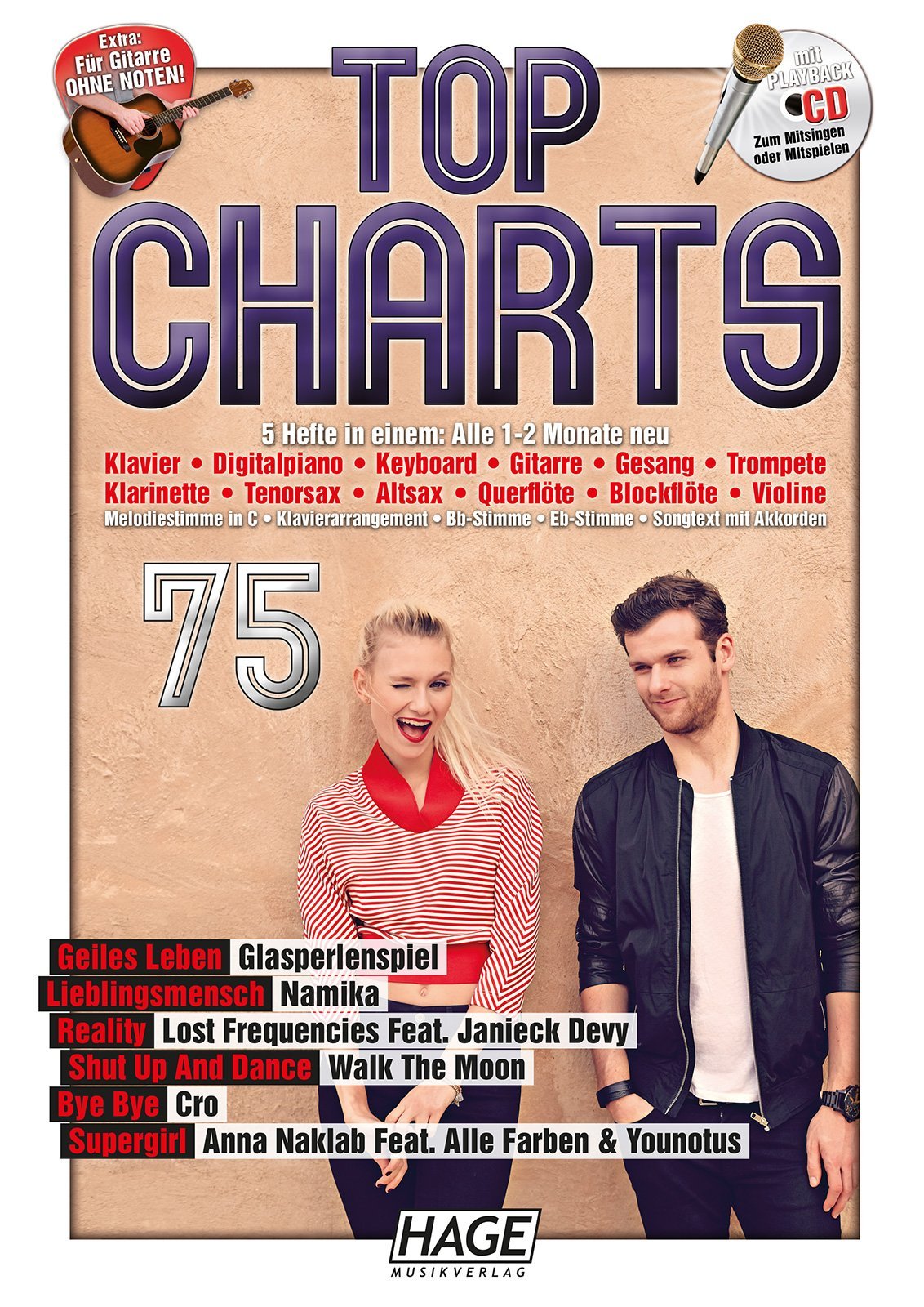 Top Charts 75 mit CD: Die 6 besten aktuellen Hits aus den Charts in einer Ausgabe! Sheet Music