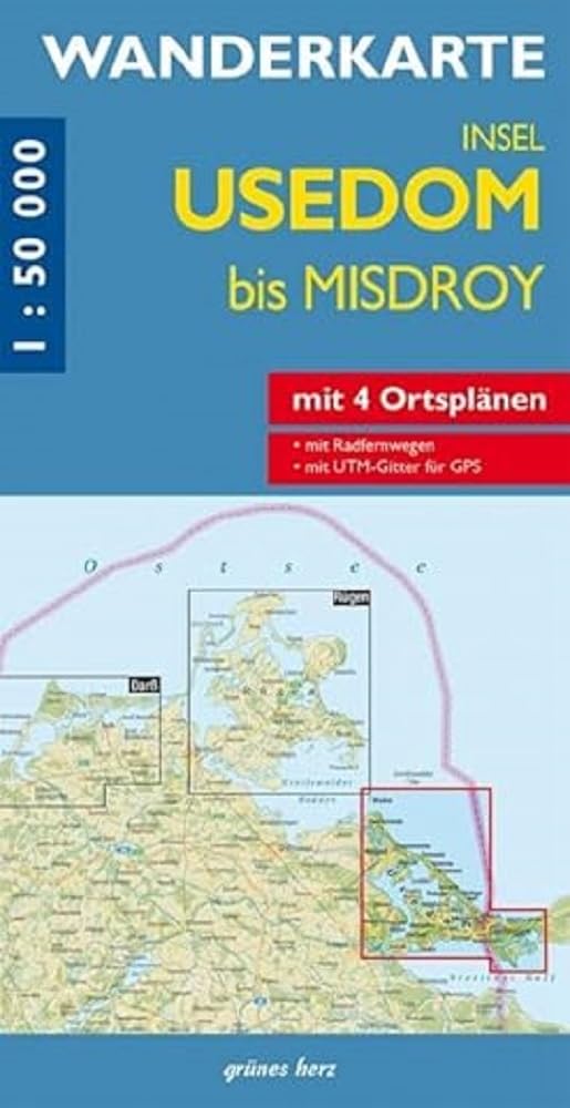 Wanderkarte Insel Usedom bis Misdroy: Mit Ortsplänen von Bansin, Heringsdorf, Ahlbeck und Swinemünde. Mit UTM-Gitter für GPS. Maßstab 1:50.000. (Wanderkarten 1:50.000) Leisure, Home & Garden