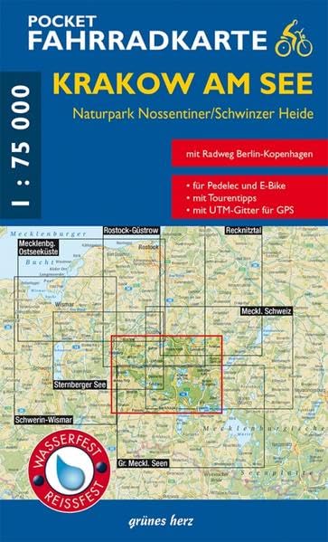 Pocket-Fahrradkarte Krakow am See, Nossentiner/Schwinzer Heide 1:75.000 Leisure, Home & Garden