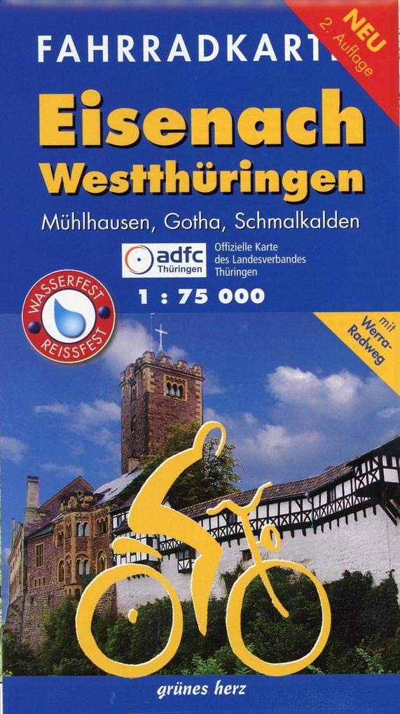 Fahrradkarte Eisenach, Westthüringen: Mit Mühlhausen, Gotha, Schmalkalden und Werra-Radweg. Offizielle Karte des ADFC-Landesverbandes Thüringen. ... reißfest. Maßstab 1:75.000 (Fahrradkarten) Leisure, Home & Garden