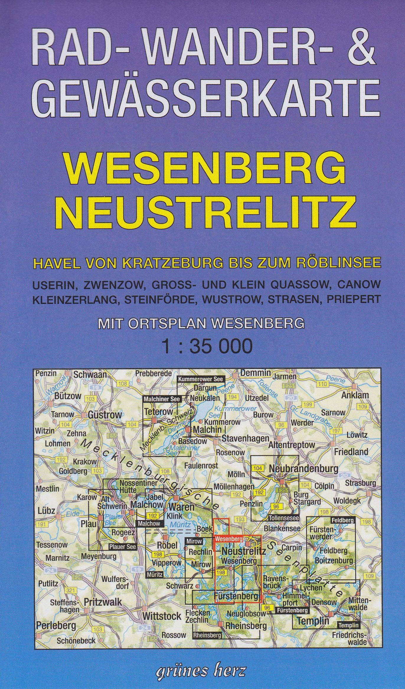Rad-, Wander- und Gewässerkarte Wesenberg, Neustrelitz - Havel von Ratzeburg bis zum Röblinsee: Mit Ortsplan Wesenberg. Mit Userin, Zwenzow, Groß und ... / Rad-, Wander- und Gewässerkarten, 1:35.000) Leisure, Home & Garden