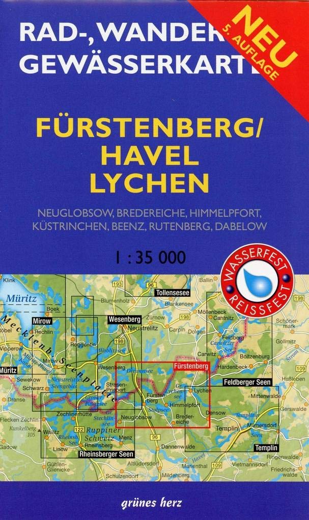Fürstenberg/Havel, Lychen 1 : 35 000 Rad-, Wander- und Gewässerkarte Leisure, Home & Garden