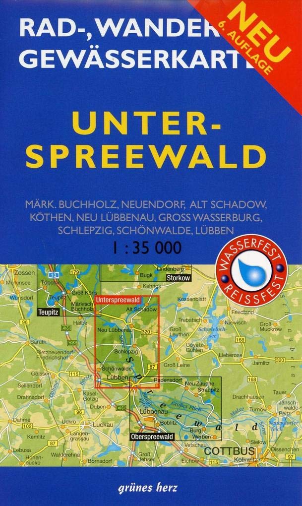 Rad-, Wander- und Gewässerkarte Unterspreewald: Mit Märkisch Buchholz, Neuendorf, Alt Schadow, Köthen, Neu Lübbenau, Groß Wasserburg, Schlepzig, ... Berlin/Brandenburg: Maßstab 1:35.000) Leisure, Home & Garden