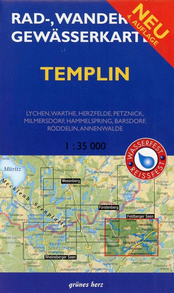 Templin 1 : 35 000 Rad-, Wander- und Gewässerkarte Leisure, Home & Garden