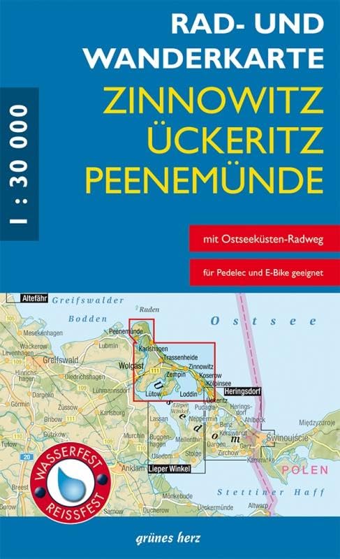 Rad- und Wanderkarte Zinnowitz, Ückeritz, Peenemünde Leisure, Home & Garden