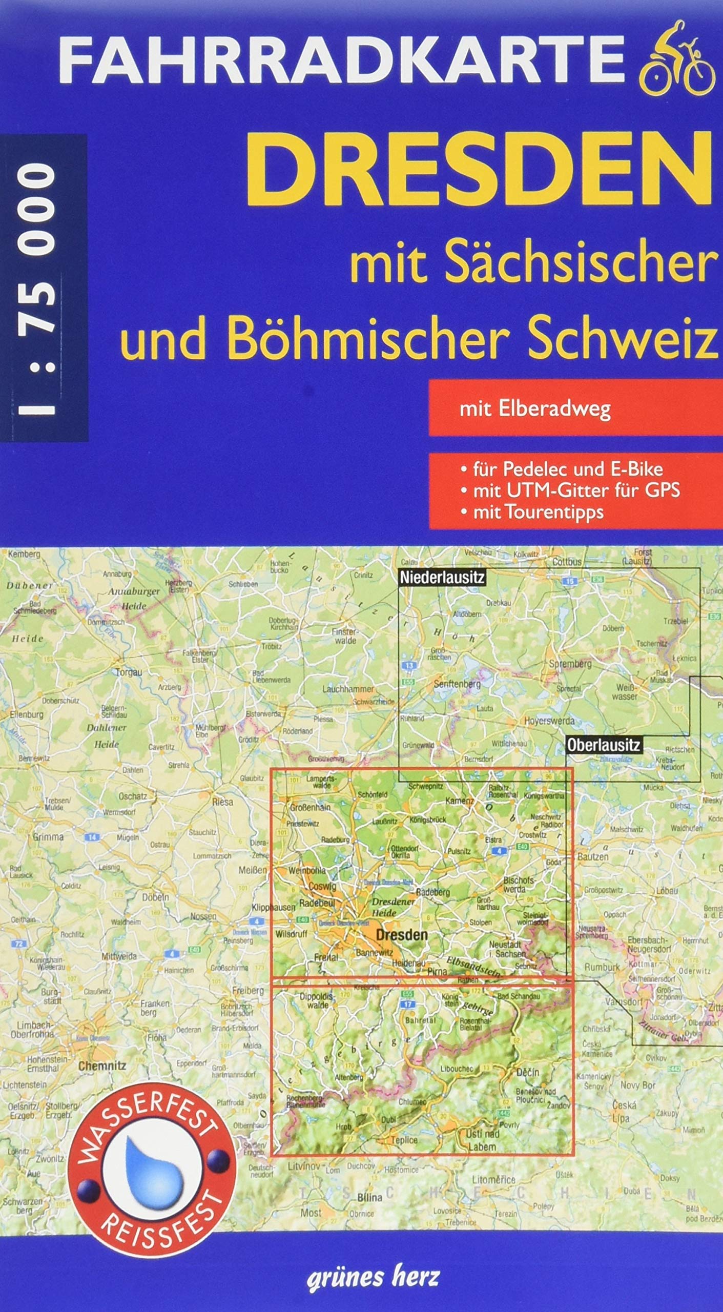Fahrradkarte Dresden mit sächsischer und böhmischer Schweiz 1:75 000 Leisure, Home & Garden