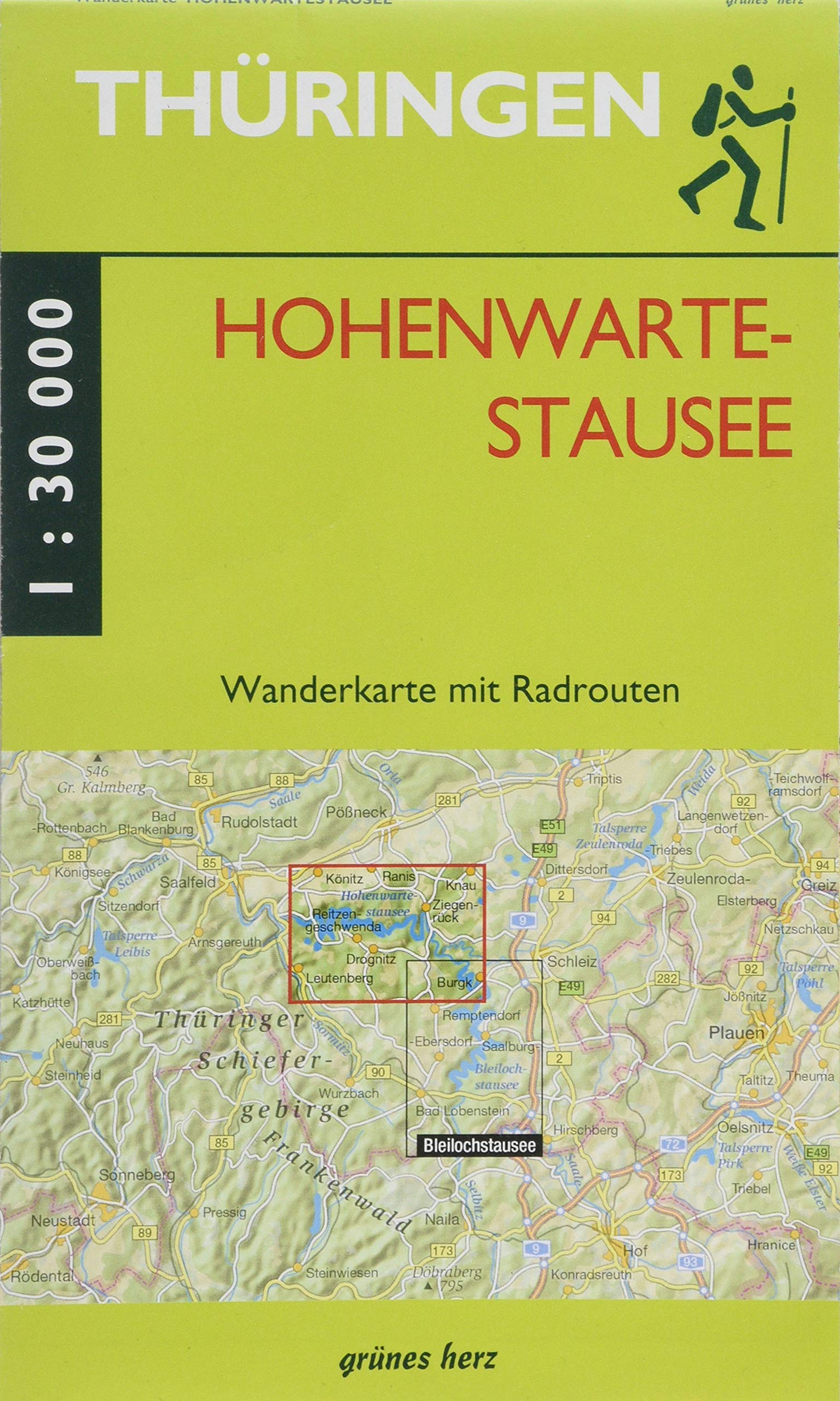 Wanderkarte Hohenwarte-Stausee: Mit Könitz, Ranis, Knau, Ziegenrück, Burgk, Drognitz, Reitzengeschwenda, Leutenberg. Mit Radrouten. Maßstab 1:30.000. (Thüringen zu Fuß erleben: Wanderkarten, 1:30.000) Leisure, Home & Garden
