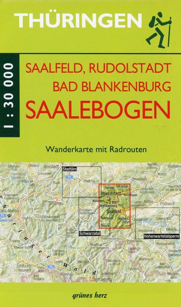Wanderkarte Saalfeld, Rudolstadt, Bad Blankenburg am Saalebogen: Mit Remda, Teichröda, Kirchhasel, Watzdorf, Rohrbach, Meura, Fischersdorf. Mit Skiloipen und Radrouten. Maßstab 1:30.000. Leisure, Home & Garden