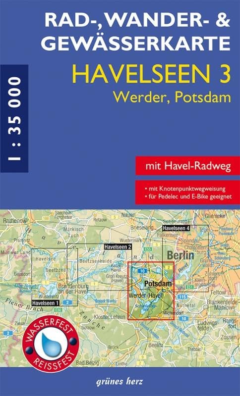 Rad-, Wander- und Gewässerkarte Havelseen 3 Werder/Potsdam 1:35 000 book
