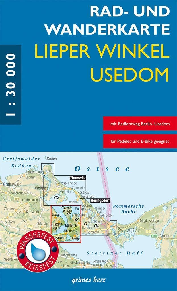 Rad- und Wanderkarte Lieper Winkel und Usedom 1:30 000 Leisure, Home & Garden