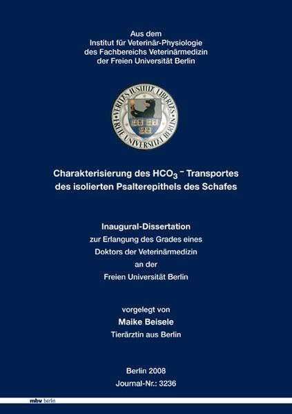 Charakterisierung des HCO3 - Transportes des isolierten Psalterepithels des Schafes Medicine