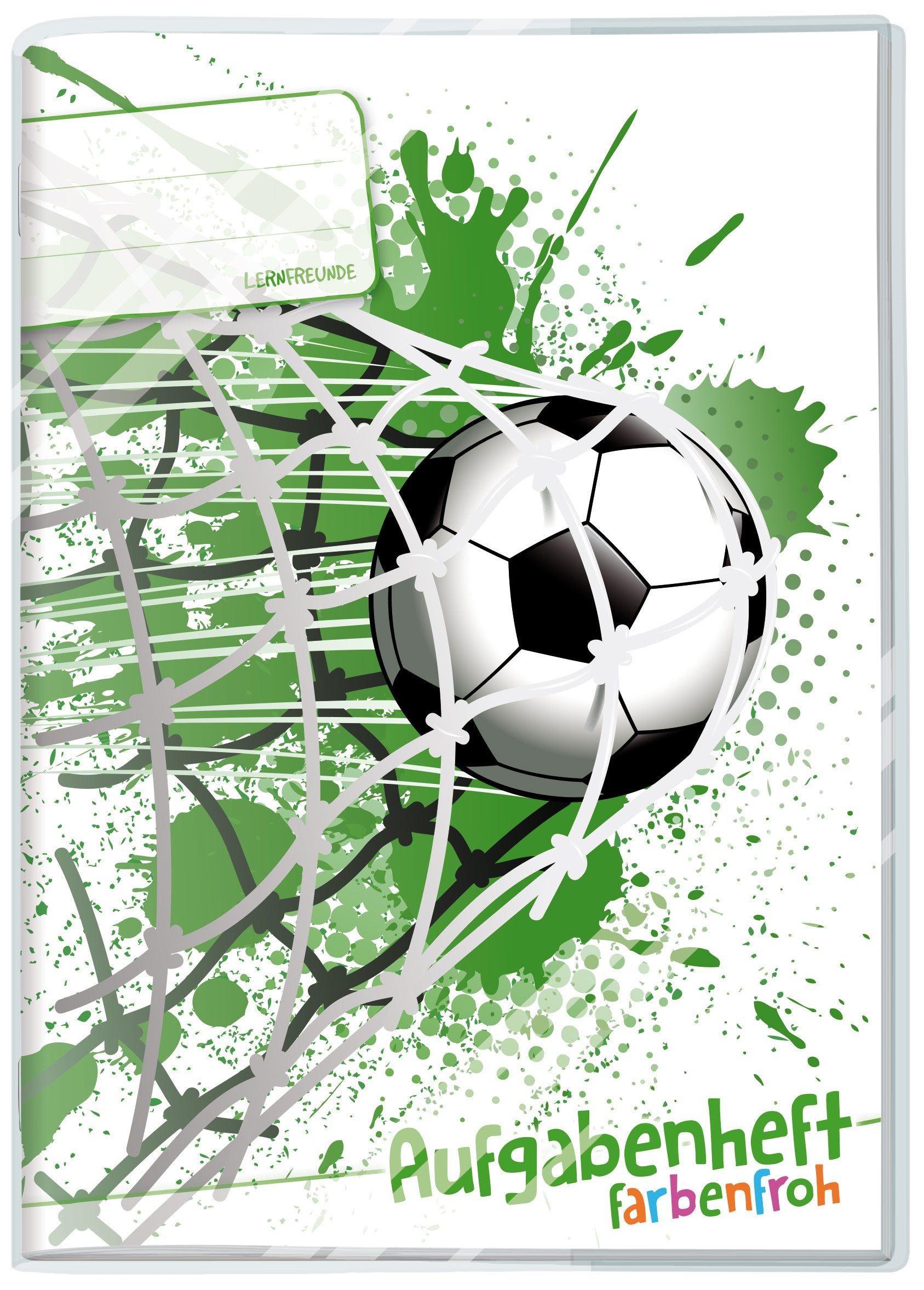 Aufgabenheft Farbenfroh A5 "Fußball", 1 Schuljahr, verschiedenfarbige Tage, mit Schutzumschlag: 1 Schuljahr ohne Datumsbindung, farbige Tage, Einzelmotiv, Kunststoff-Umschlag Learning & Reference