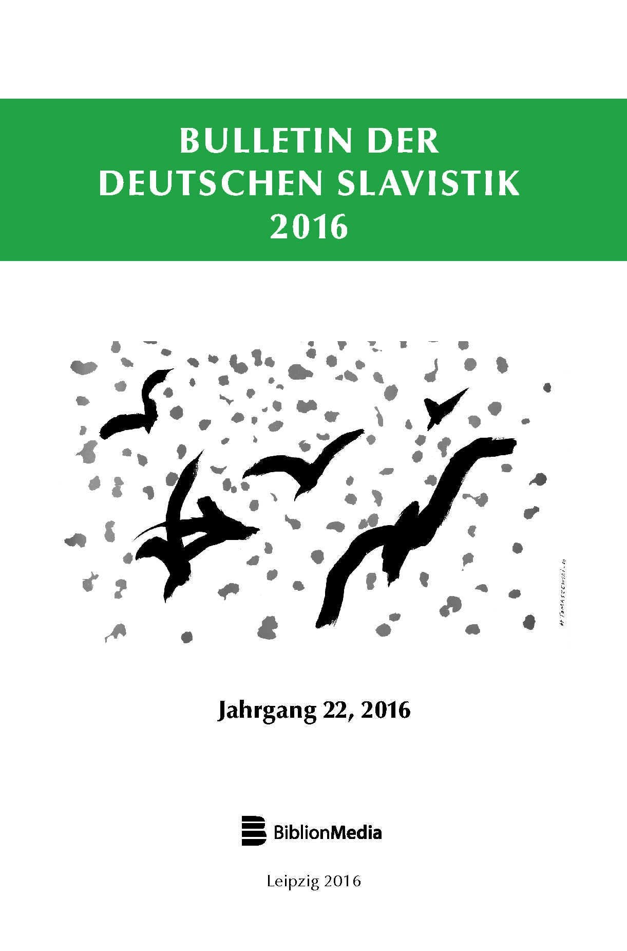 Bulletin der deutschen Slavistik 2016: Jahrgang 22/2016 book