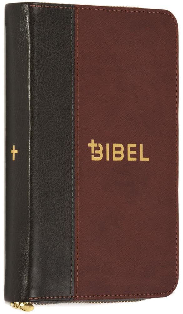 Die Bibel – Schlachter 2000 – Miniaturausgabe (PU-Einband, grau/braun, Goldschnitt, Reißverschluss) Religion & Esotericism