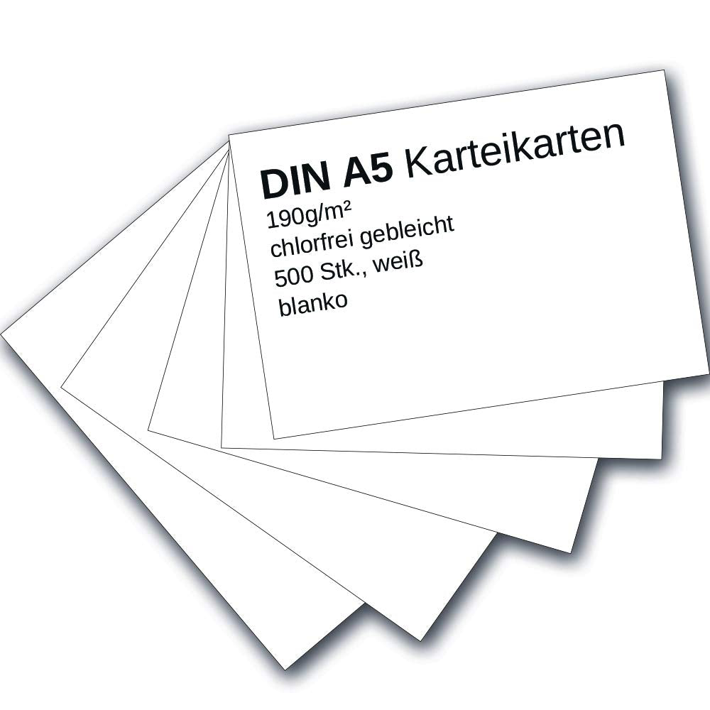 Karteikarten 100 Stück A5 weiß blanko Learning & Reference