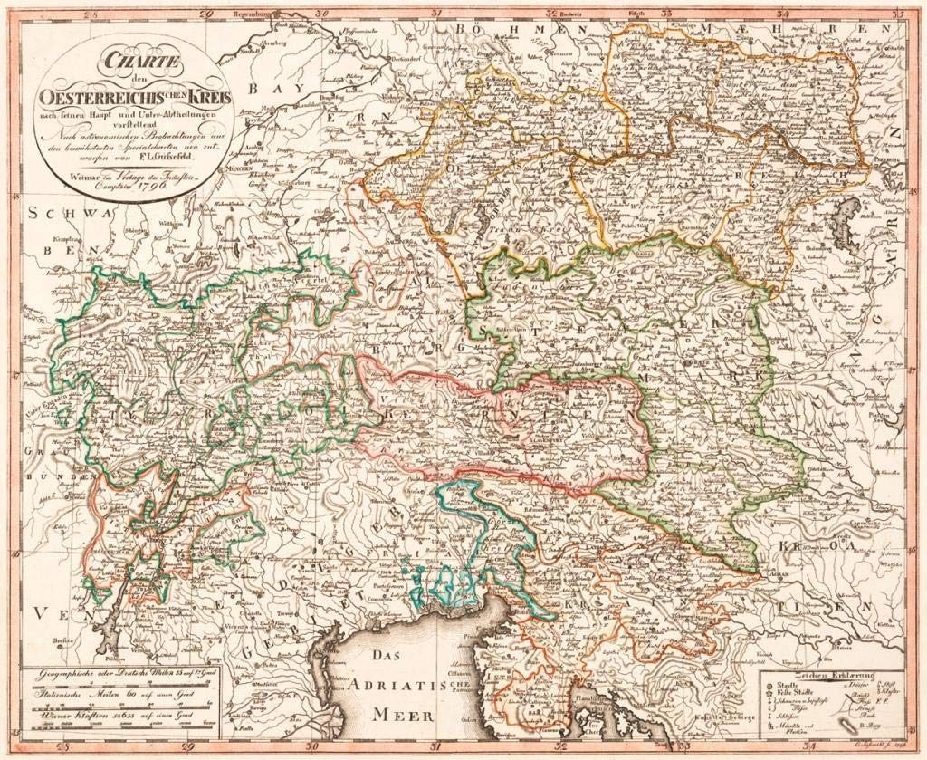 Historische Karte des Oestreichischen Kreis, 1796 Politics & History