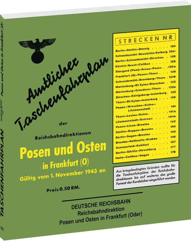 Amtlicher Taschenfahrplan der Reichsbahndirektion Posen und Osten in Frankfurt (Oder) 1943 book