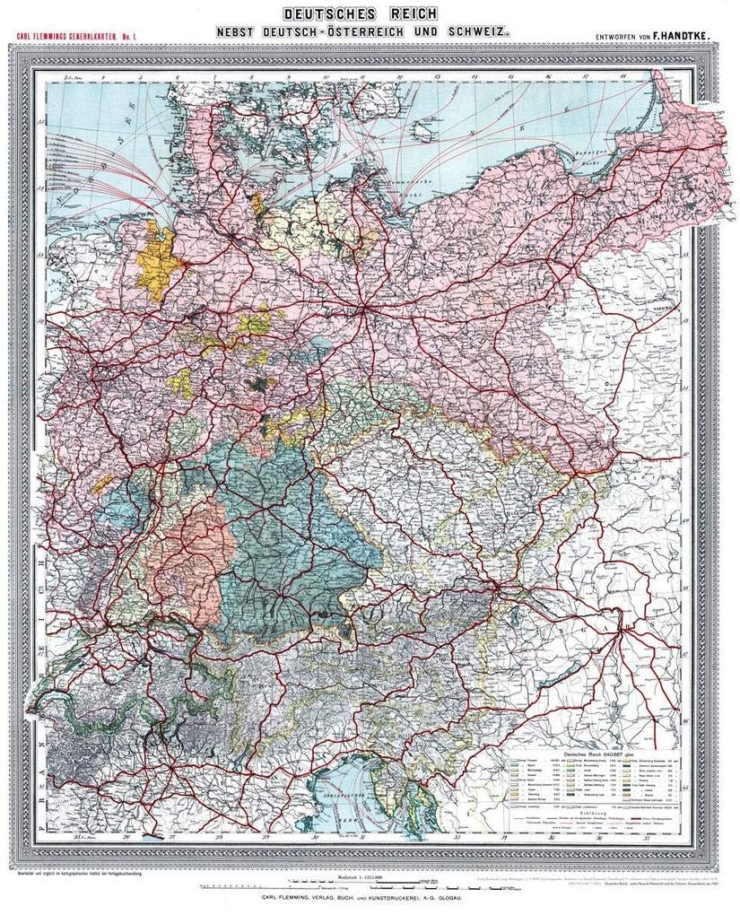 General-Karte Deutsches Reich - DEUTSCHLAND - um 1903 [gerollt] Stationery