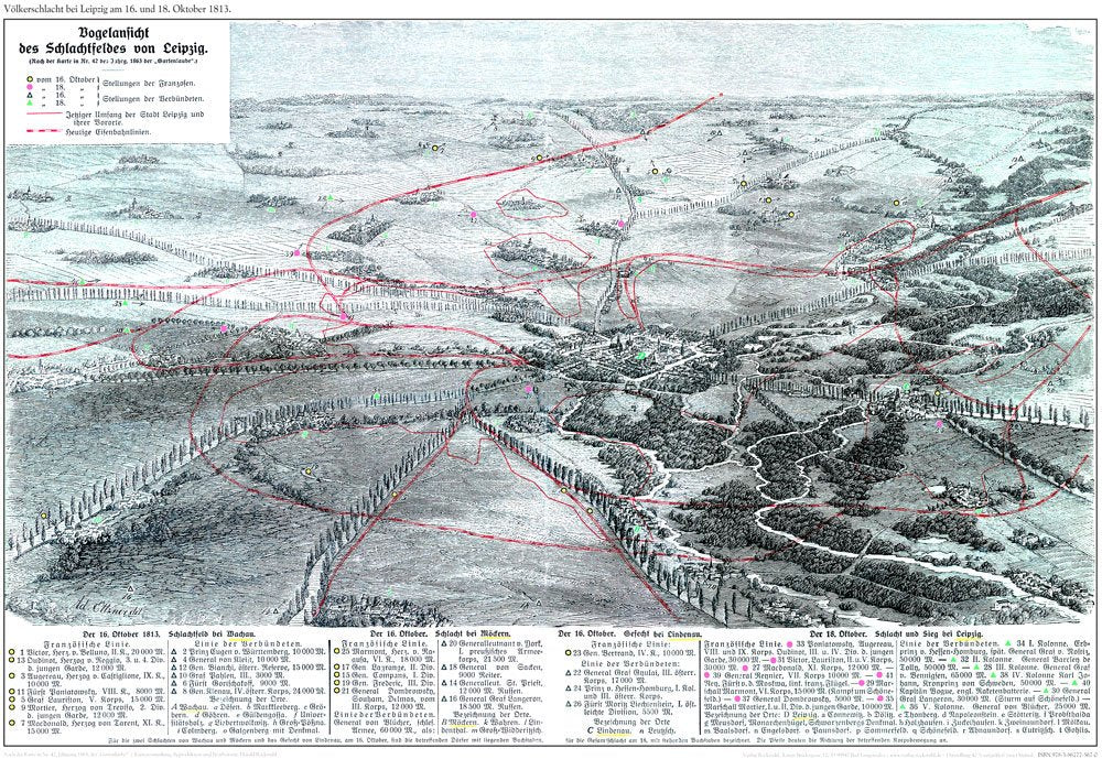 Historische Landkarte: Völkerschlacht bei Leipzig am 16. und 18. Oktober 1813 aus Vogelsicht ( (A2 gefaltet auf A4): Vogelansicht des Schlachtfeldes ... und mit Markierung der Stadtgrenze von 1863 Biographies & Memoirs Audio Books