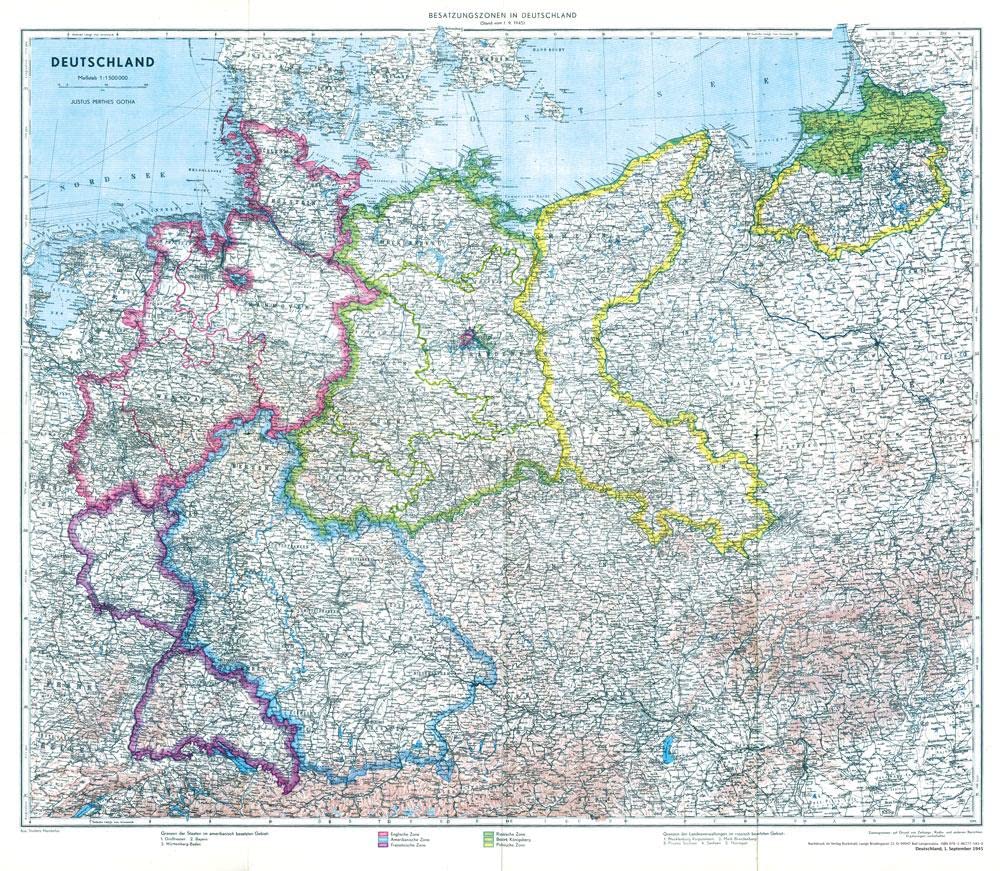 Historische Karte: Deutschland mit Besatzungszonen - 1. September 1945 (gerollt): - Deutschland nach dem 2. Weltkrieg - Leisure, Home & Garden