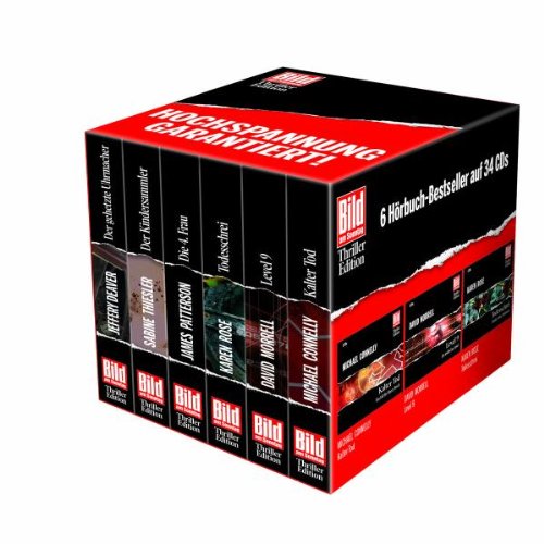BILD am SONNTAG Thriller-Box: Der gehetzte Uhrmacher / Der Kindersammler / Die 4. Frau / Todesschrei / Level 9 / Kalter Tod, 34 CDs Crime & Thrillers