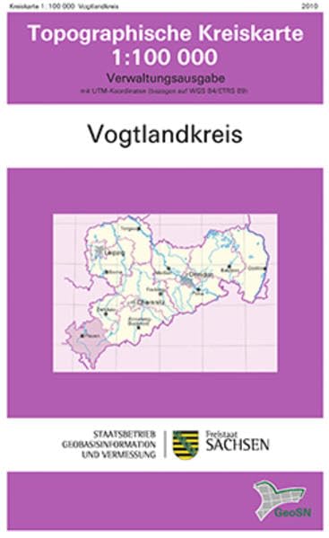 Vogtlandkreis: Topographische Kreiskarte 1:100 000; Verwaltungsausgabe (Topographische Kreiskarten Sachsen 1:100 000 (KK100)) Leisure, Home & Garden