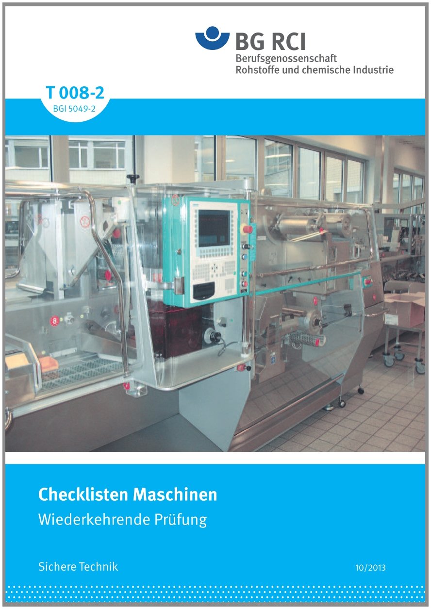 T 008-2 Checklisten Maschinen: Wiederkehrende Prüfung (T-Reihe - Sichere Technik) Leisure, Home & Garden