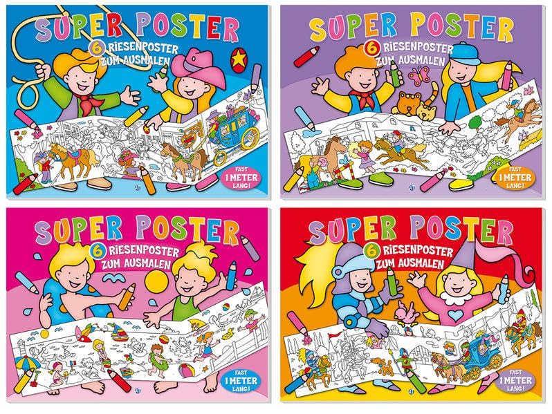 Superposter zum Ausmalen, 6 Riesenposter: 4 Motive, VE: 16 Tiptoi & Games