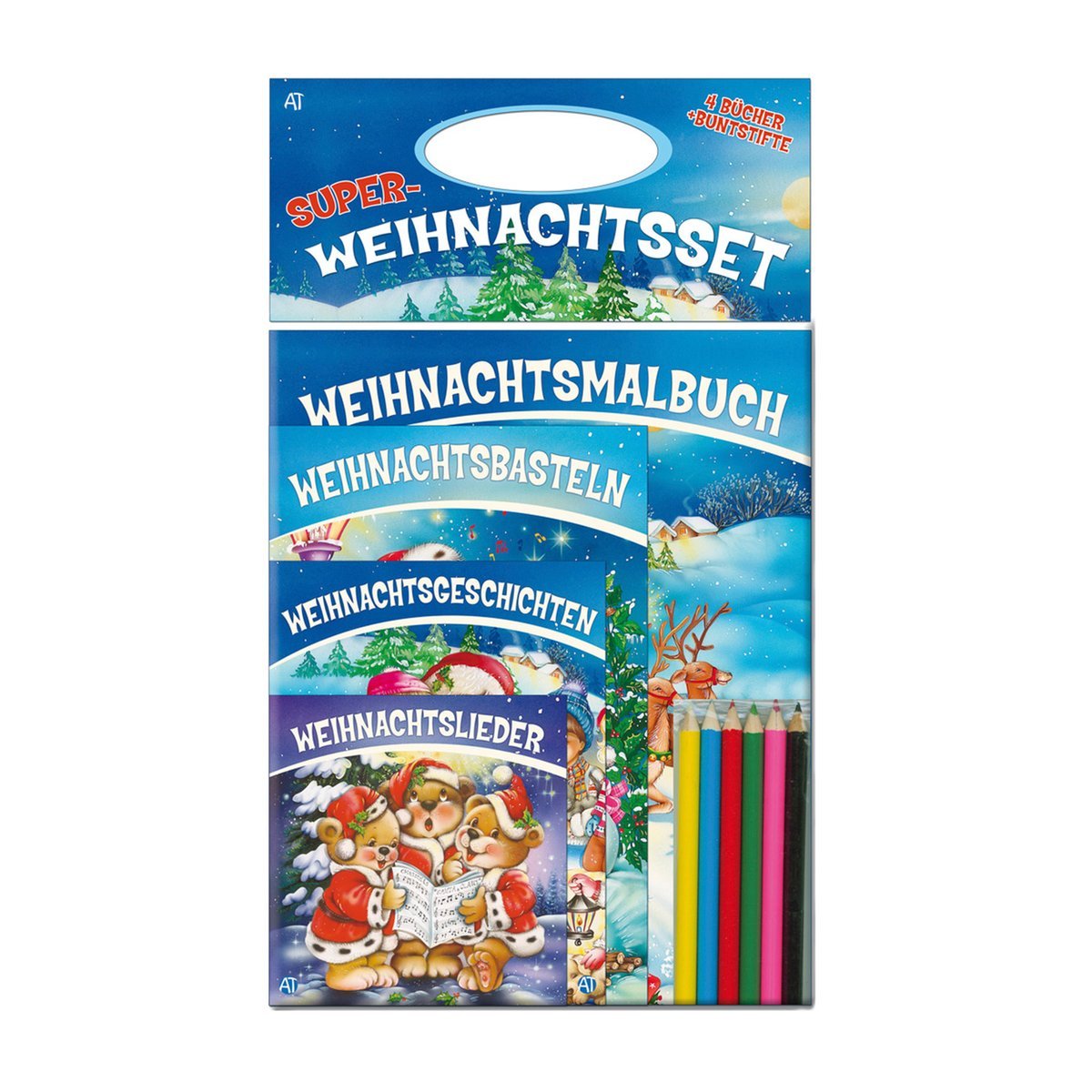 Super-Weihnachtsset: 4 Bücher und Buntstifte book