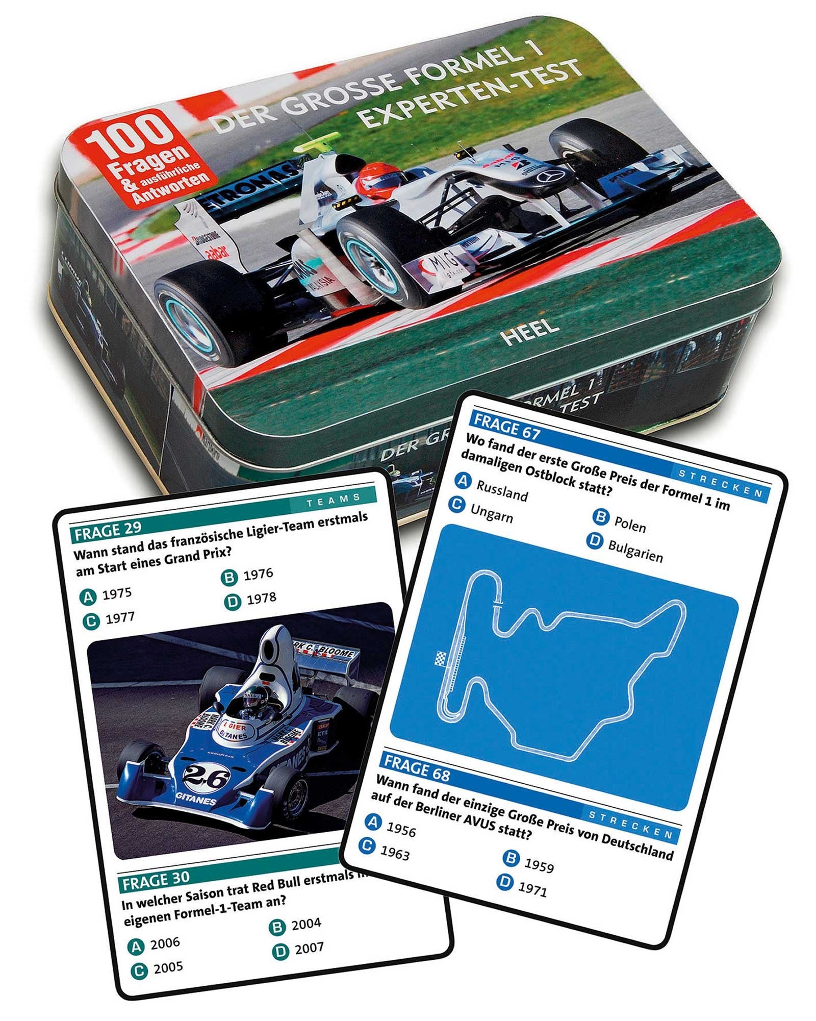 Der große Formel 1 Experten-Test: 100 Fragen & ausführliche Antworten. Quizbox mit 50 Spielkarten. dvd