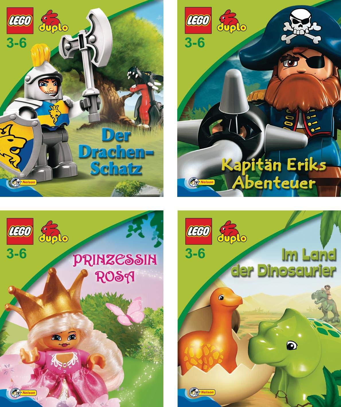 Nelson Mini-Bücher: LEGO duplo 1-4: Der Drachenschatz / Prinzessin Rosa / Kapitän Eriks Abenteuer / Im Land der Dinosaurier Children's books