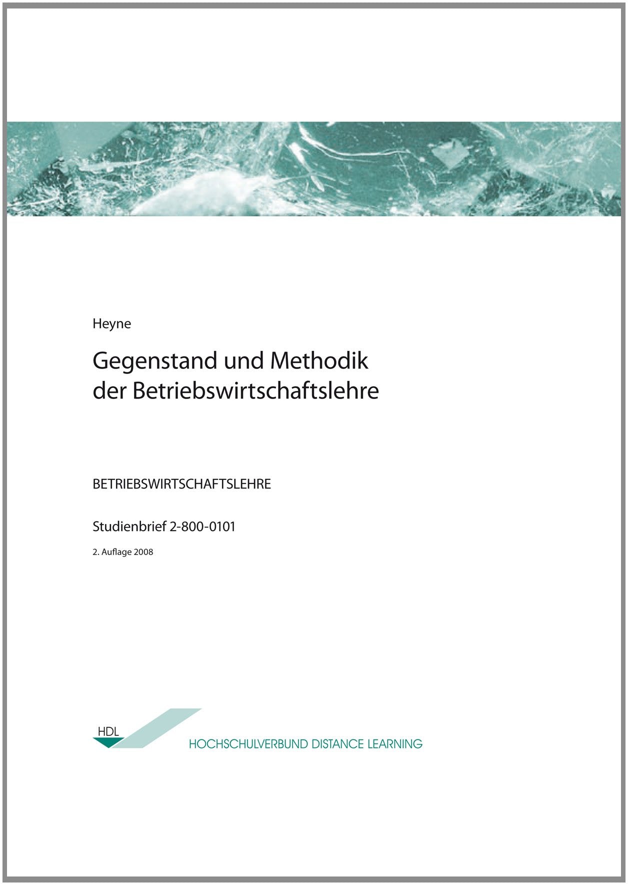 Gegenstand und Methodik der Betriebswirtschaftslehre Law