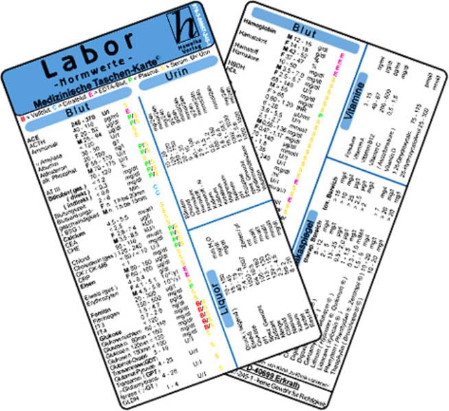Labor Normwerte 2025 - Medizinische Taschen-Karte Medicine