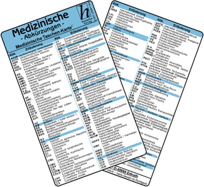 Medizinische Abkürzungen - Medizinische Taschen-Karte Medicine