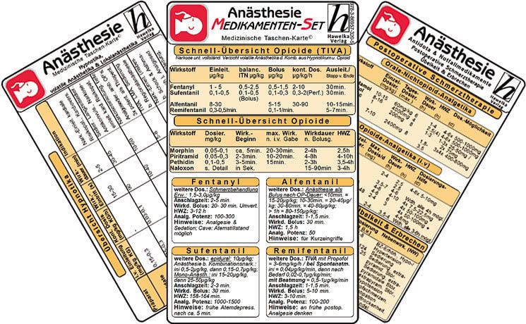 Anästhesie Medikamenten-Set ( 3er-Set ) - Medizinische Taschen-Karte Medicine