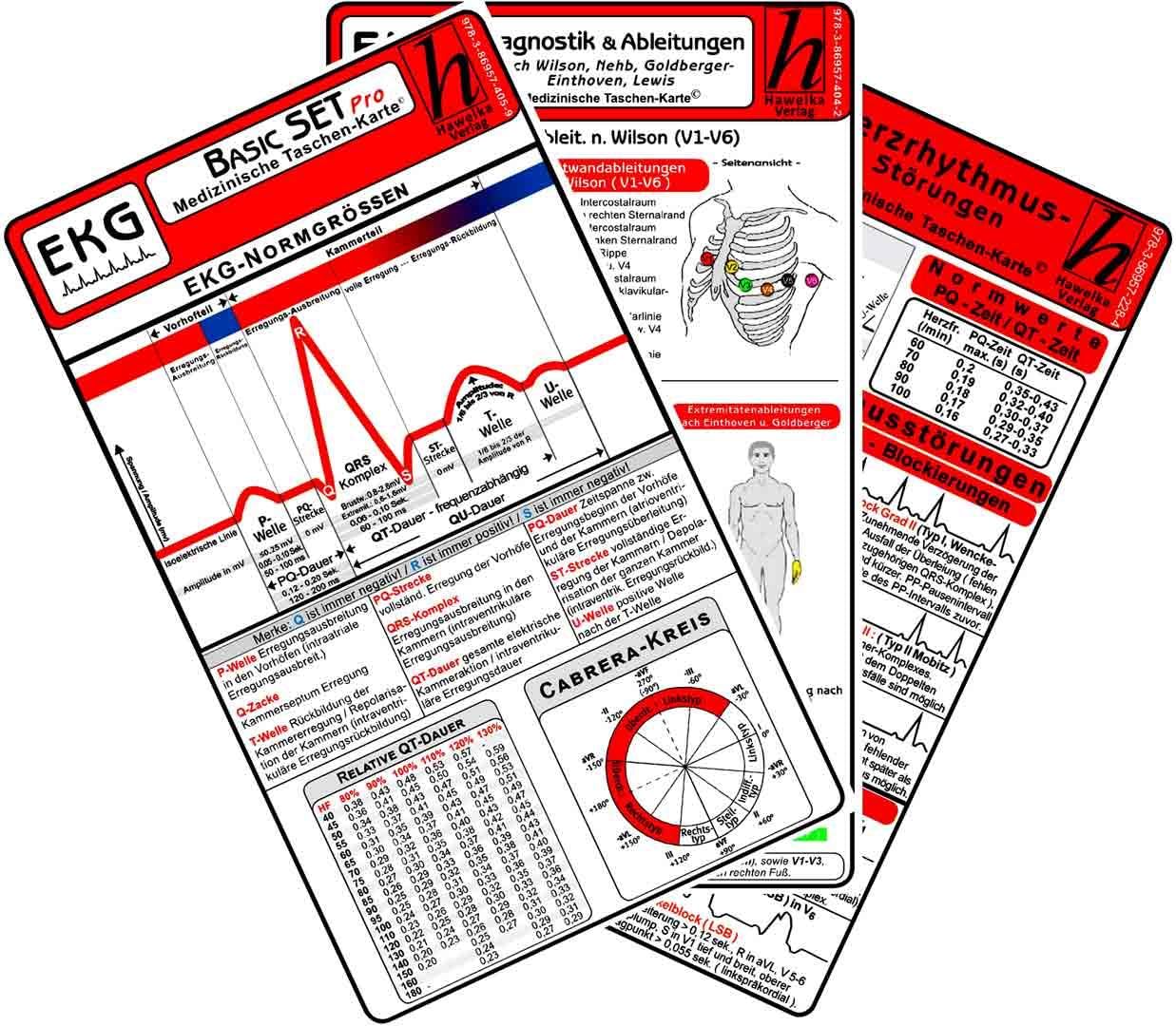 EKG Basic Set - PRO (3er Set) 2025 - Medizinische Taschen-Karte Medicine