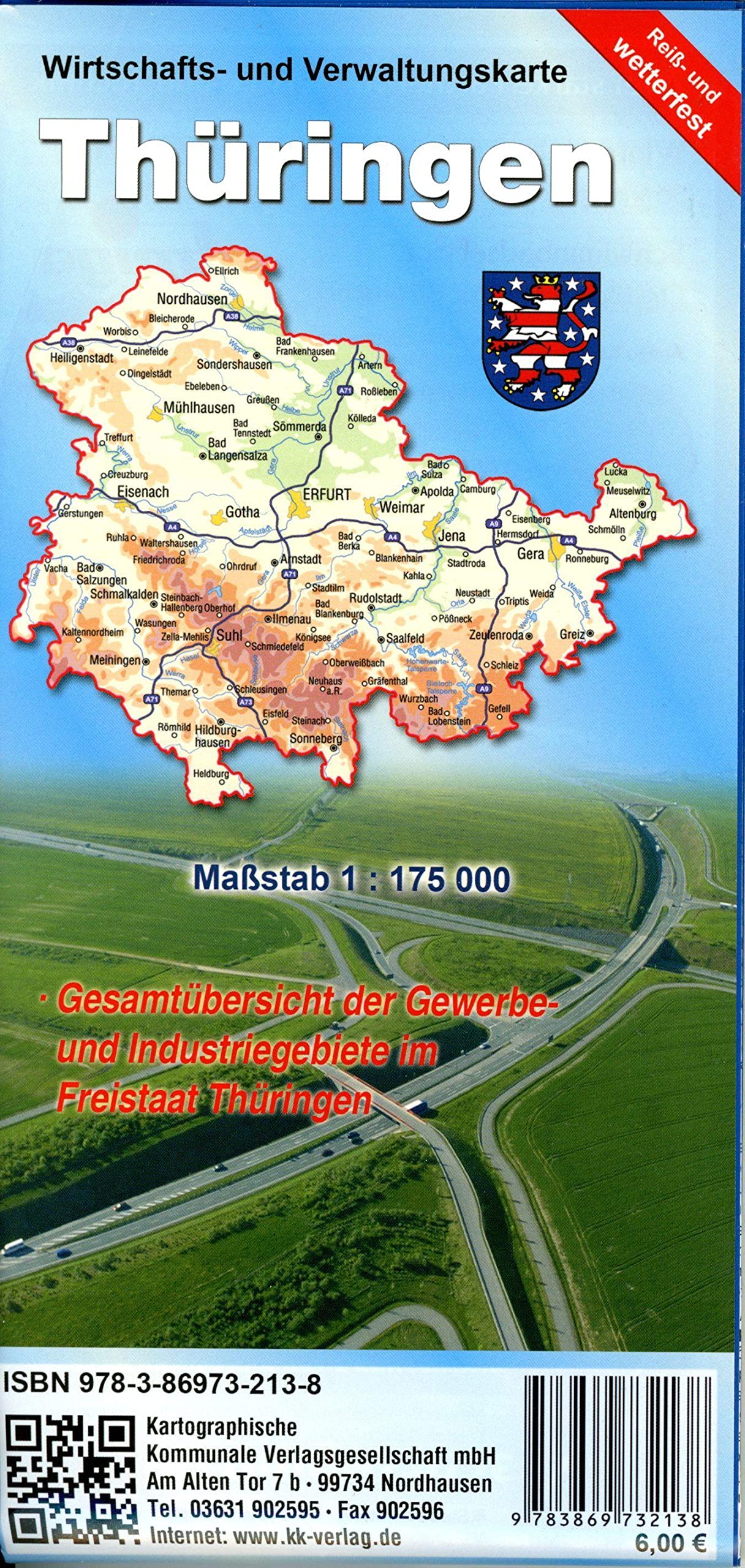 Wirtschafts- und Verwaltungskarte Thüringen: Reiß- und Wetterfest Leisure, Home & Garden