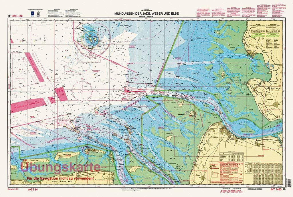 Übungskarte: Mündungen der Jade, Weser und Elbe (Deutsche Seekarte) Leisure, Home & Garden