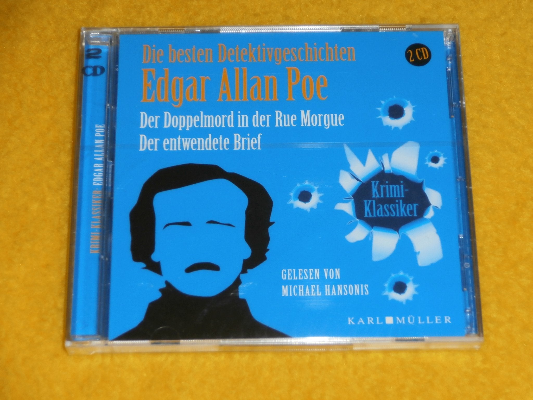 Hörbuch (2 CDs) "Die besten Detektivgeschichten - Edgar Allan Poe 'Der Doppelmord in der Rue Morgue' und 'Der entwendete Brief' , gelesen von Michael Hansonis Music