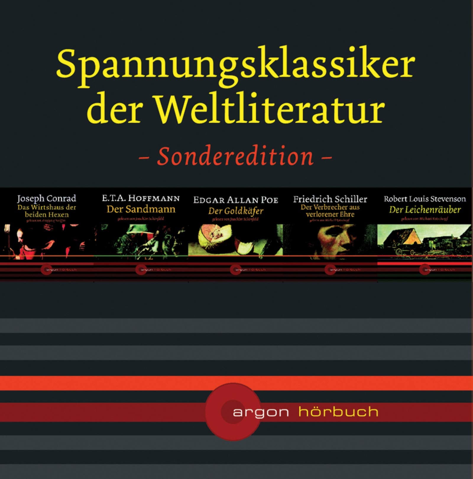 Danke-Edition 4 mit 5 Titeln im Schuber: Spannungsklassiker der Weltliteratur (Conrad, Wirtshaus /Schiller, Verbrecher /Stevenson, Leichenräuber /Hoffmann, Sandmann /Poe, Goldkäfer) Books
