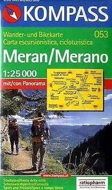 Meran /Merano: Mit Kurzführer und Panorama. Dt. /Ital. 1:25000 (KOMPASS Wanderkarte) Maps & Plans