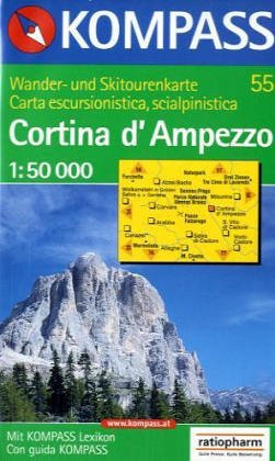 Cortina d'Ampezzo: Mit Kurzführer und alpinen Skirouten. Dt. /Ital. 1:50000 (KOMPASS Wanderkarte) Maps & Plans