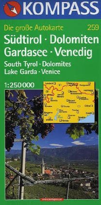 Südtirol - Dolomiten - Gardasee - Venedig: 1:250000 (KOMPASS Autokarte): 259 book