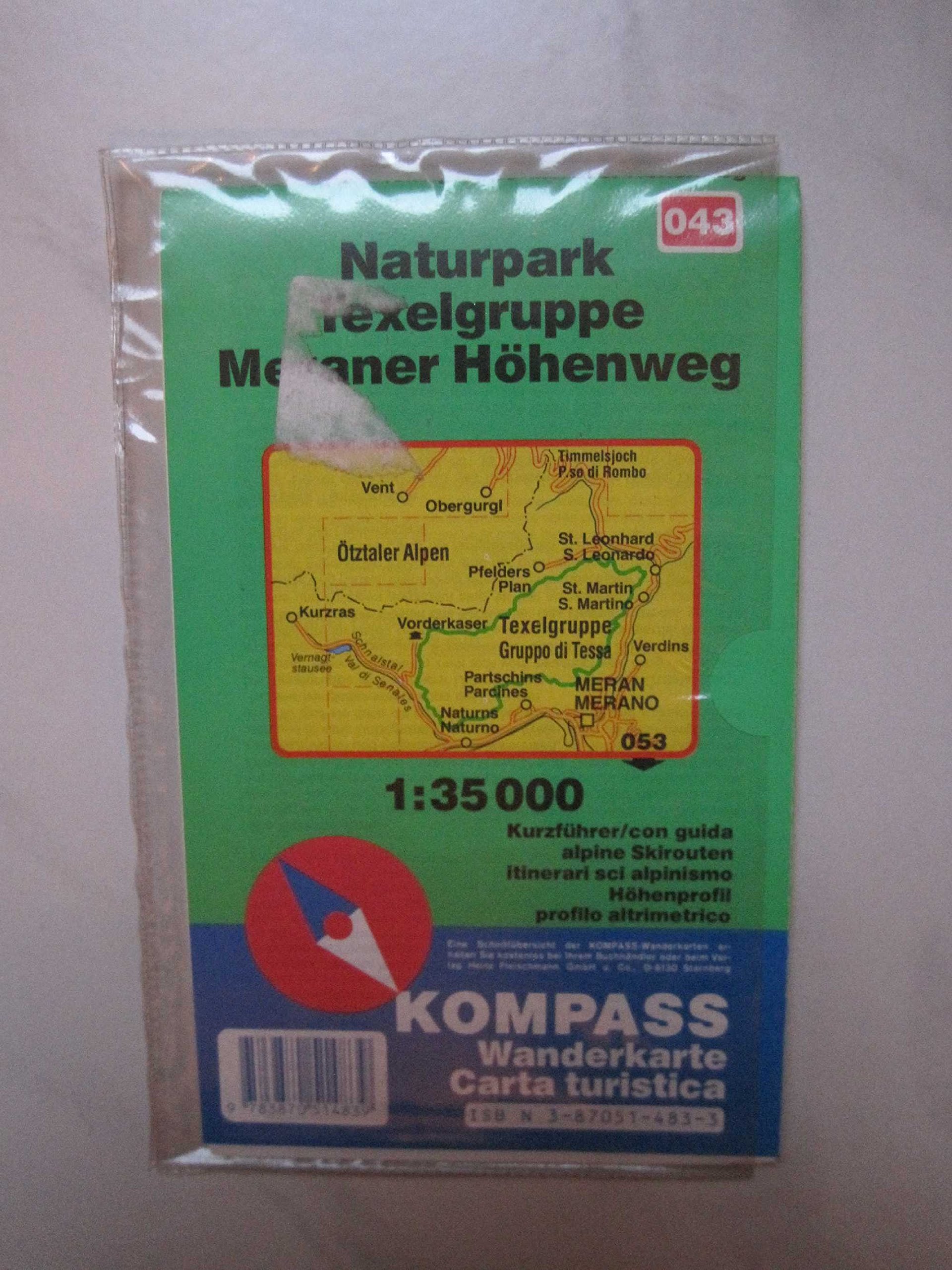 Naturpark Texelgruppe /Meraner Höhenweg: Mit Kurzführer und alpinen Skirouten. Dt. /Ital. 1:35000 (KOMPASS Wanderkarte) Maps & Plans