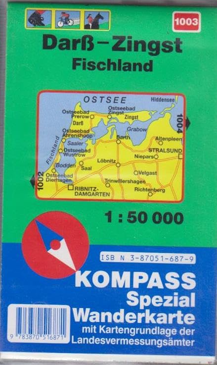 Darss /Zingst: Mit Kurzführer und Radwegen. 1:50000 (KOMPASS Wanderkarte) Maps & Plans